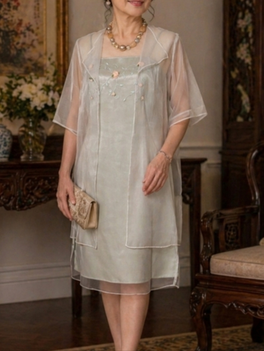 ‼️3 for $40‼️  Habits Mint Green Embroidered Sheer lined Dress with Jacket
